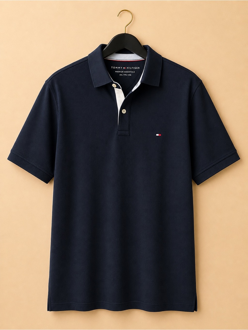 Tommy Hilfiger Navy Short-Sleeve Polo with Contrast Placket